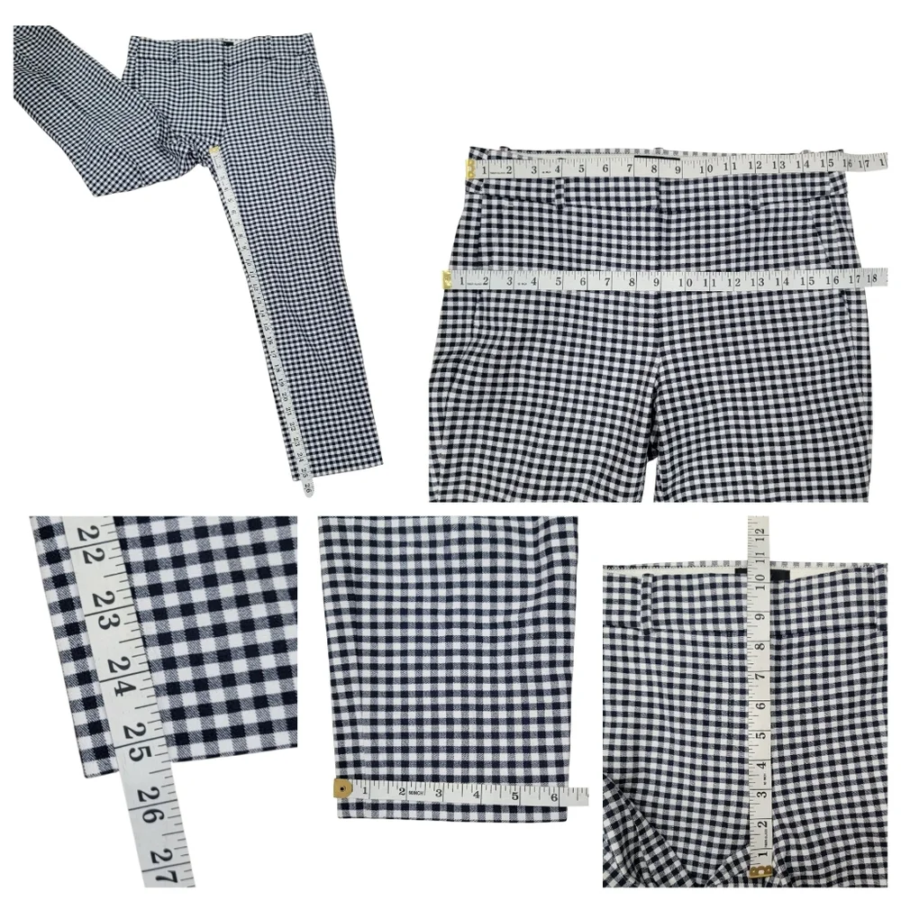 J. Crew Cameron Bi-Stretch Navy Gingham Checked Cropped Pants Cotton Womens Sz 6 - Picture 14 of 16